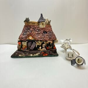 spooky hollow lighted halloween train station porcelain halloween‎ village